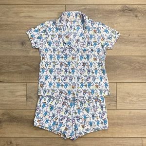 Roller Rabbit White Pajama Set with Multicolor Print